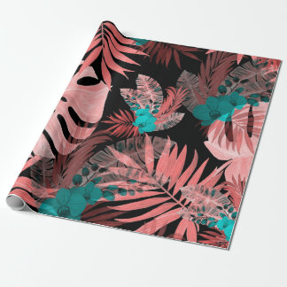 Waterverf naadloos patroon met tropische planten cadeaupapier