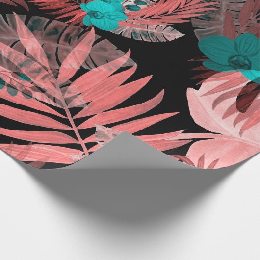 Waterverf naadloos patroon met tropische planten cadeaupapier (Hoek)