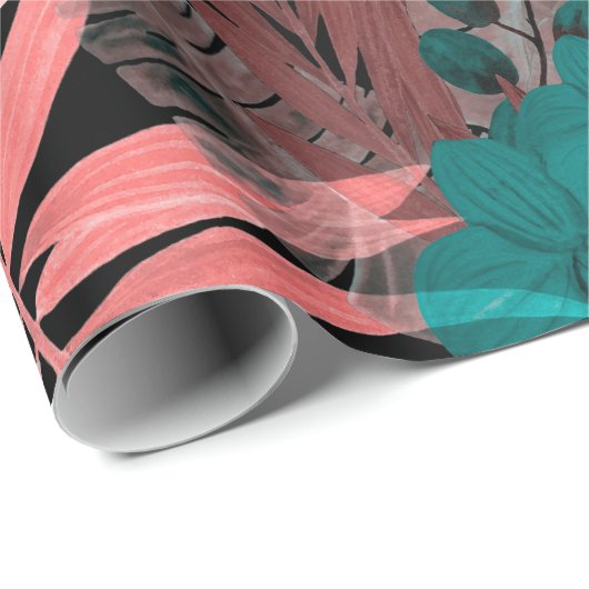 Waterverf naadloos patroon met tropische planten cadeaupapier (Rol Hoek)