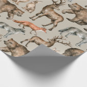 Waterverf naadloos patroon met wilde bosdieren cadeaupapier (Hoek)