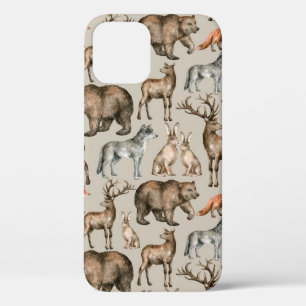Waterverf naadloos patroon met wilde bosdieren Case-Mate iPhone case