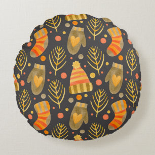 Waterverf naadloos patroon, nieuw jaar, vrolijk kr rond kussen