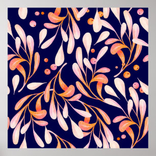 Waterverf naadloos patroon. Rustige botanische don Poster