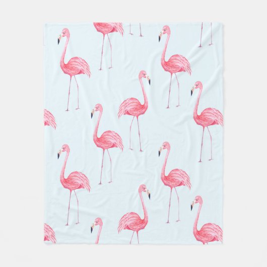 Waterverf naadloos patroon van flamingo op pastel fleece deken (Voorkant)