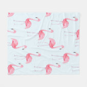 Waterverf naadloos patroon van flamingo op pastel fleece deken (Voorkant (Horizontaal))