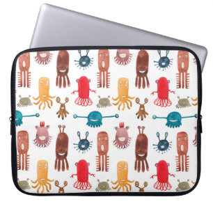 Waterverf naadloos patroon van grappige monsters e laptop sleeve