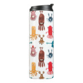 Waterverf naadloos patroon van grappige monsters e thermosbeker (Gedraaid links)