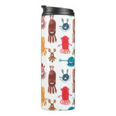 Waterverf naadloos patroon van grappige monsters e thermosbeker (Geroteerd rechts)