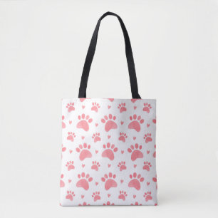 Waterverf naadloos patroon van kattenpoten tote bag