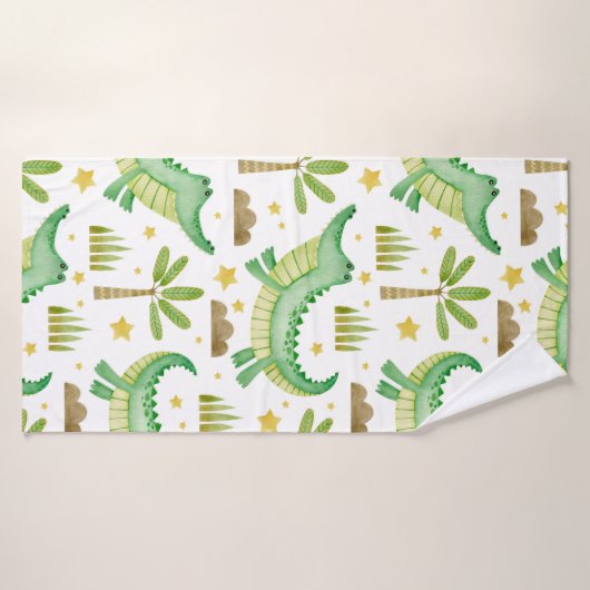 Waterverf naadloos patroon van krokodilpalmboom badhanddoek (Badhanddoek)