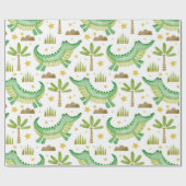 Waterverf naadloos patroon van krokodilpalmboom cadeaupapier (Vlak)