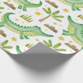 Waterverf naadloos patroon van krokodilpalmboom cadeaupapier (Hoek)