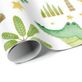 Waterverf naadloos patroon van krokodilpalmboom cadeaupapier (Rol Hoek)