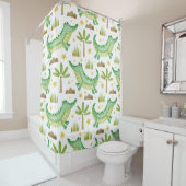 Waterverf naadloos patroon van krokodilpalmboom douchegordijn (In situ)