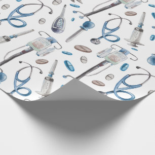 Waterverf naadloos patroon van medische benodigdhe cadeaupapier