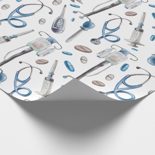 Waterverf naadloos patroon van medische benodigdhe cadeaupapier (Hoek)