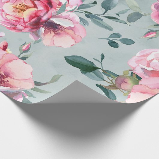 Waterverf naadloos patroon van pony en blosom fl cadeaupapier (Hoek)