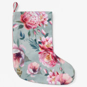 Waterverf naadloos patroon van pony en blosom fl kleine kerstsok (Voorkant)