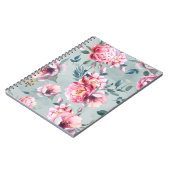 Waterverf naadloos patroon van pony en blosom fl notitieboek (Linkerzijde)