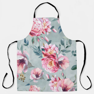 Waterverf naadloos patroon van pony en blosom fl schort