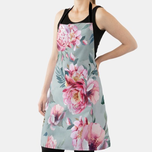 Waterverf naadloos patroon van pony en blosom fl schort (Insitu)