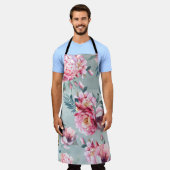 Waterverf naadloos patroon van pony en blosom fl schort (Gedragen)