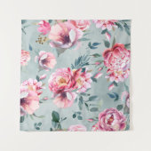 Waterverf naadloos patroon van pony en blosom fl wandkleed (Voorkant (horizontaal))