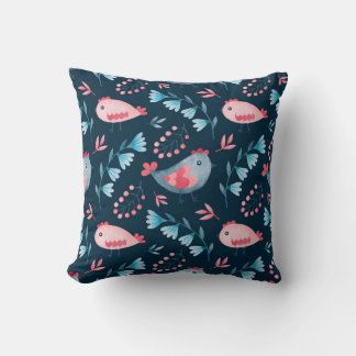 Waterverf naadloos patroon van vleeskuikenbloemen  kussen