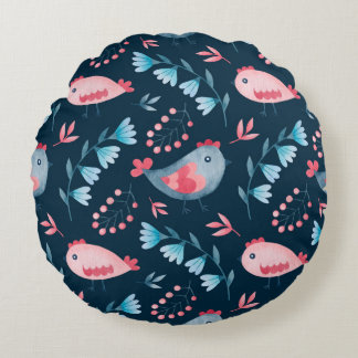 Waterverf naadloos patroon van vleeskuikenbloemen  rond kussen