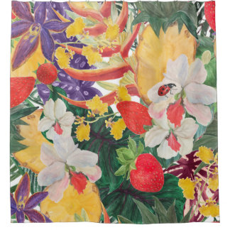 Waterverf naadloos tropisch patroon met exotische  douchegordijn