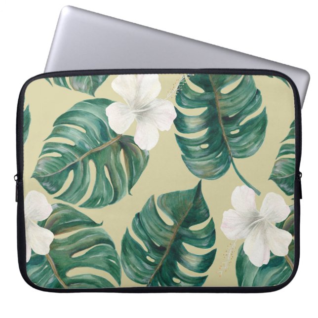 Waterverf naadloos tropisch patroon met exotische  laptop sleeve (Voorkant)