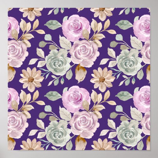 Waterverf naadloze bloemen poster (Voorkant)