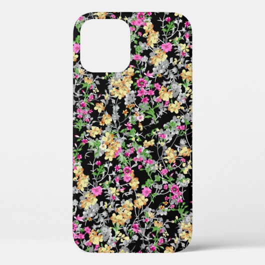waterverf naadloze florale patroon zwarte achtergr Case-Mate iPhone case (Achterkant)
