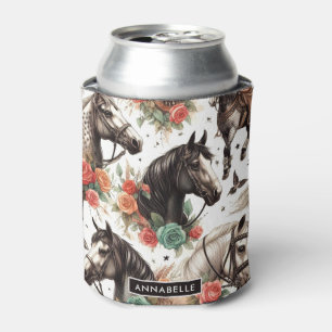 Waterverf Naadloze Paardenschilderij Blikjeskoeler
