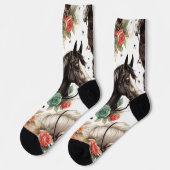  Waterverf Naadloze Paardenschilderij Sokken (Links)