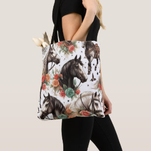  Waterverf Naadloze Paardenschilderij Tote Bag