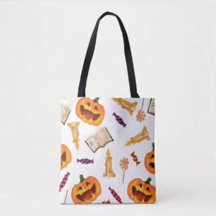 Waterverf naadloze patroongelukkige halloween vaka tote bag