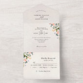 Waterverf Naadloze Wild Flower Bruiloft All In One Uitnodiging (Binnen)