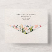 Waterverf Naadloze Wild Flower Bruiloft All In One Uitnodiging (Achterkant)