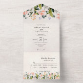 Waterverf Naadloze Wild Flower Bruiloft All In One Uitnodiging (Binnen)