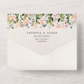 Waterverf Naadloze Wild Flower Bruiloft All In One Uitnodiging (Achterkant)