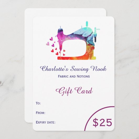 Waterverf Naaien Cadeaubon (Voorkant / Achterkant)