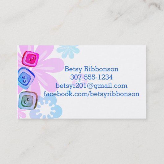 Waterverf naaigarens naadloos visitekaartje (Achterkant)