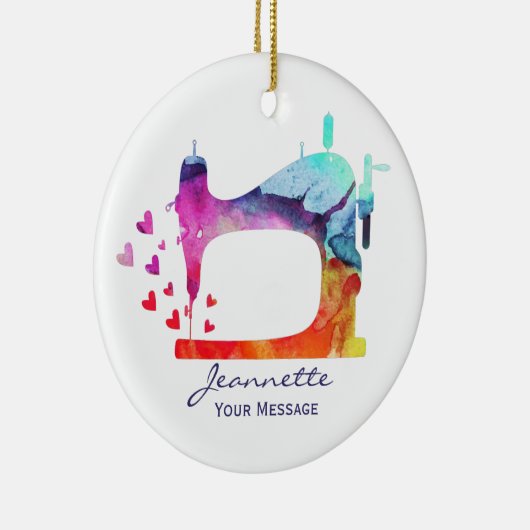 Waterverf naaimachine keramisch ornament (Rechts)