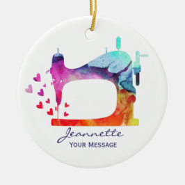 Waterverf naaimachine keramisch ornament