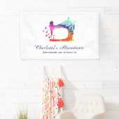 Waterverf Naaimachine Naaister Spandoek (Insitu)