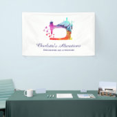 Waterverf Naaimachine Naaister Spandoek (Beurs)