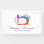 Waterverf Naaimachine Naaister Spandoek (Horizontaal)