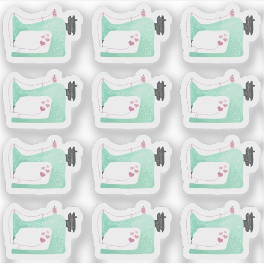 Waterverf Naaimachine Shabby Chic Page Planner Sticker (Voorkant)