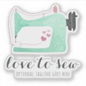 Waterverf Naaimachine Shabby Chique Naam Logo Sticker (Voorkant)